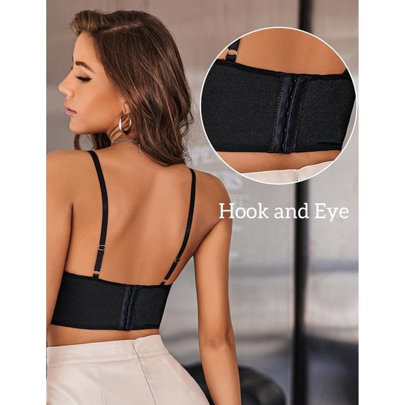 Women Y2k Strap Bustier Cami Top V Neck Camisole Lingerie Lace Bralettes - Picture 2 of 5